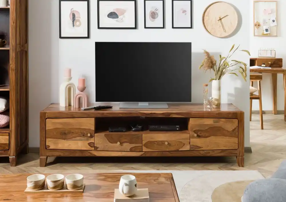 TV-Board Sheesham 200x45x55 braun lackiert ANCONA #111 Solange Der Vorrat Reicht