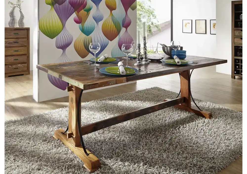 Esstisch Altholz 160x90x76 mehrfarbig lackiert NATURE OF SPIRIT #10 Finale Aktion