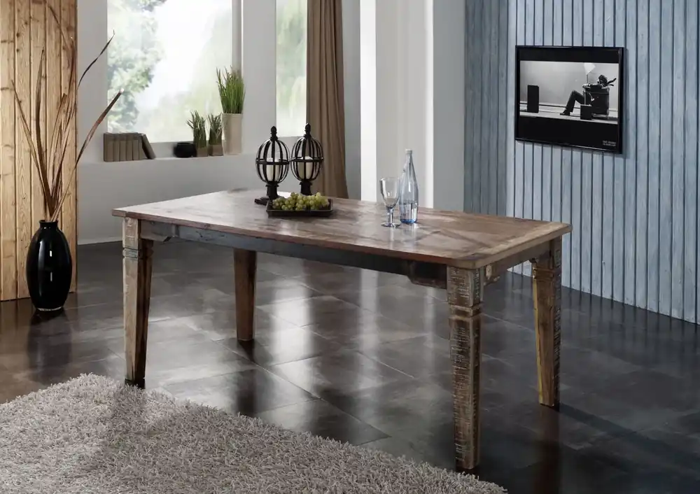 Esstisch Altholz 200x90x76 mehrfarbig lackiert NATURE OF SPIRIT #32 Sichere Zahlung