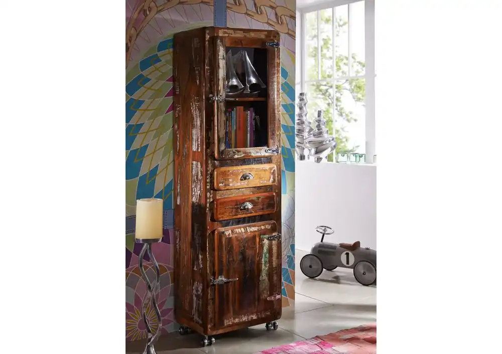 Direkt Vom Hersteller Vitrine Altholz 55x38x190 mehrfarbig lackiert FREEZY #41