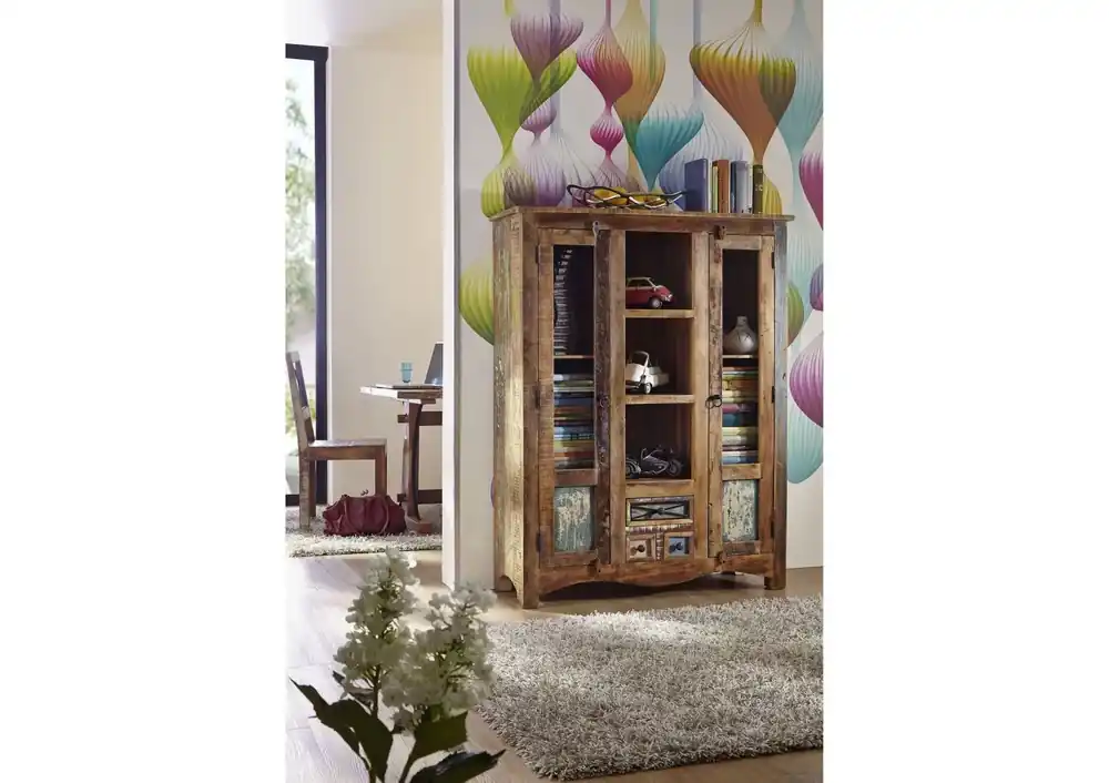 Günstig Highboard Altholz 115x40x150 mehrfarbig lackiert NATURE OF SPIRIT #21