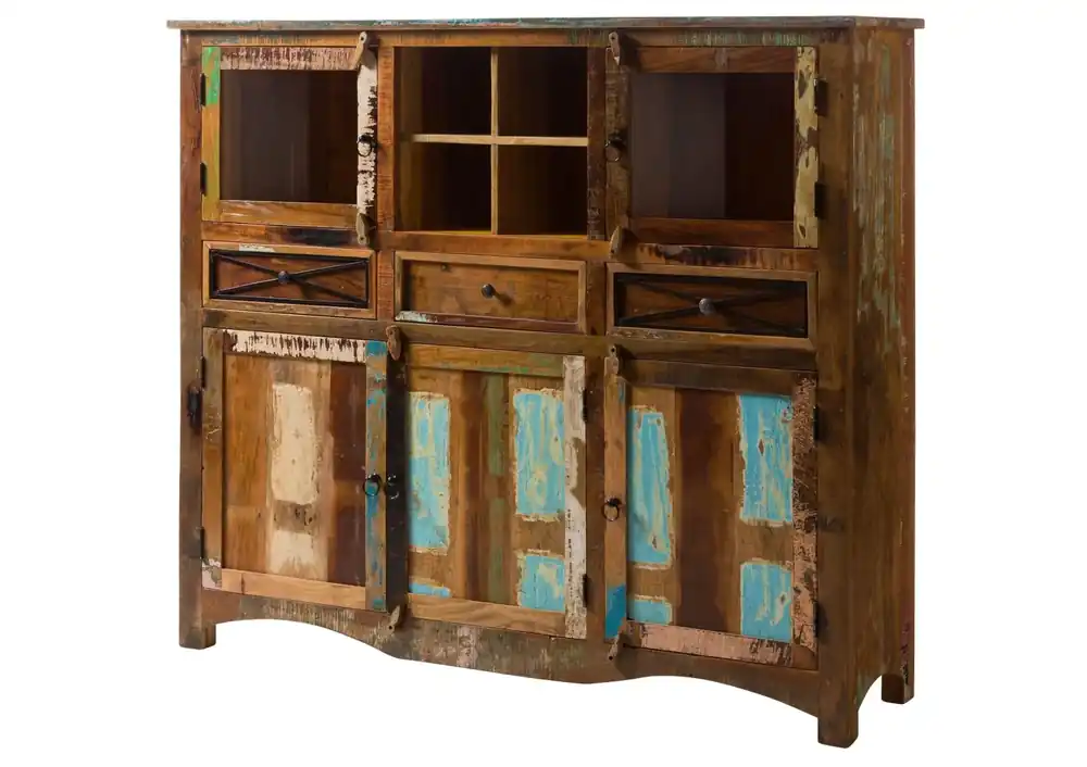 Highboard Altholz 160x40x140 mehrfarbig lackiert NATURE OF SPIRIT #139 Beliebt