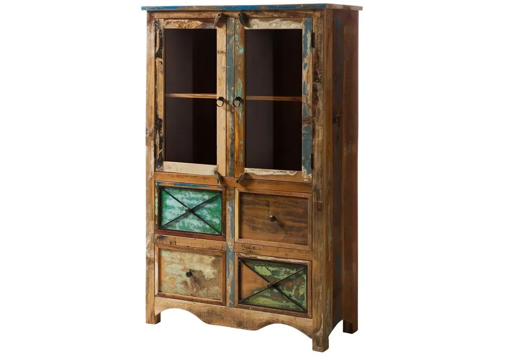 Neue Kollektion Highboard Altholz 95x40x150 mehrfarbig lackiert NATURE OF SPIRIT #140