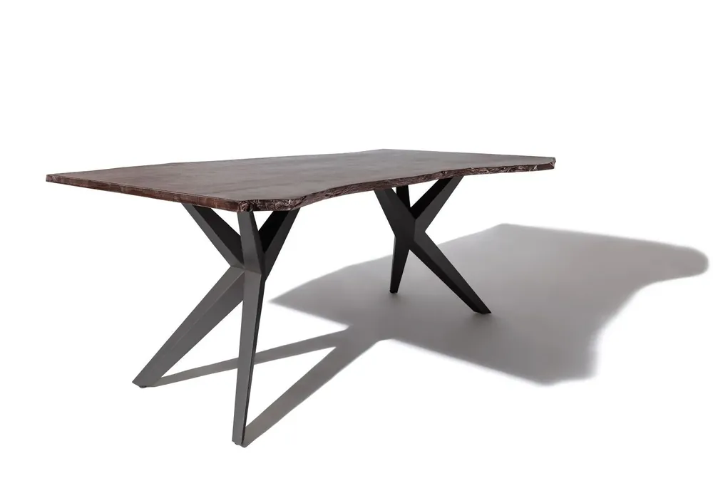 Baumtisch Akazie 180x90x76 grau lackiert Beine anthrazit matt FREEFORM 4 #37 Must-Have