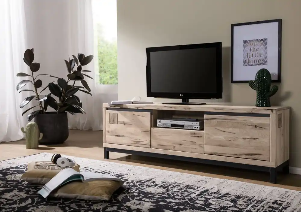 Super-Preis TV-Board Wildeiche 170x40x56 bianco geölt VILLANDERS #213