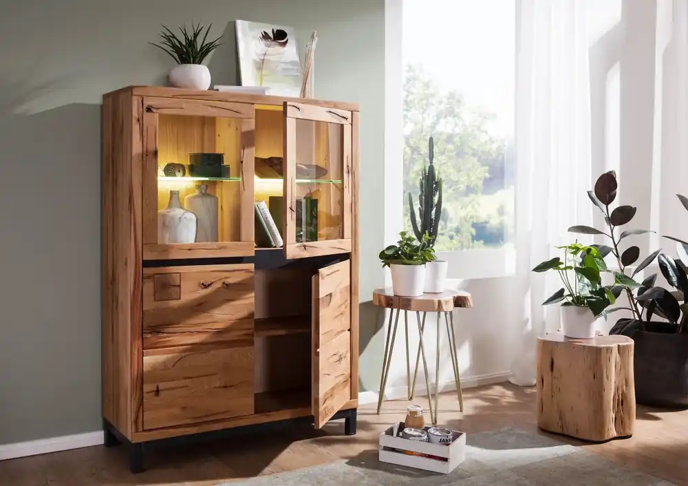 Vitrine Wildeiche 103x40x148 natur geölt VILLANDERS #102 Preisknaller