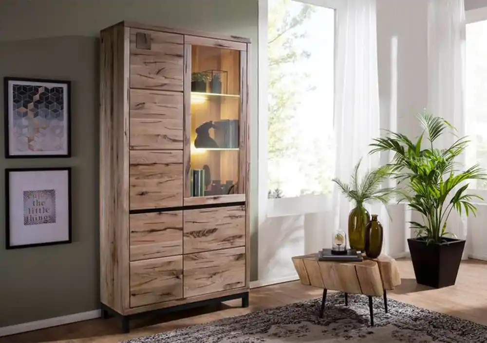 Vitrine Wildeiche 103x40x205 bianco geölt VILLANDERS #201 Sichere Zahlung