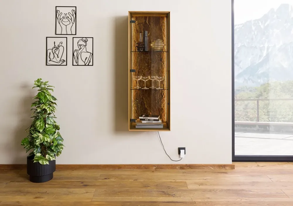 Markenprodukt Hängevitrine Wildeiche 46x38x132 natur geölt LINDAU #13