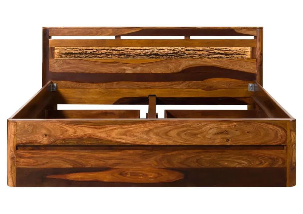 Bett mit Schubladen Sheesham 200x200x90 walnuss gewachst TORONTO LUX #259 Wochenendangebot