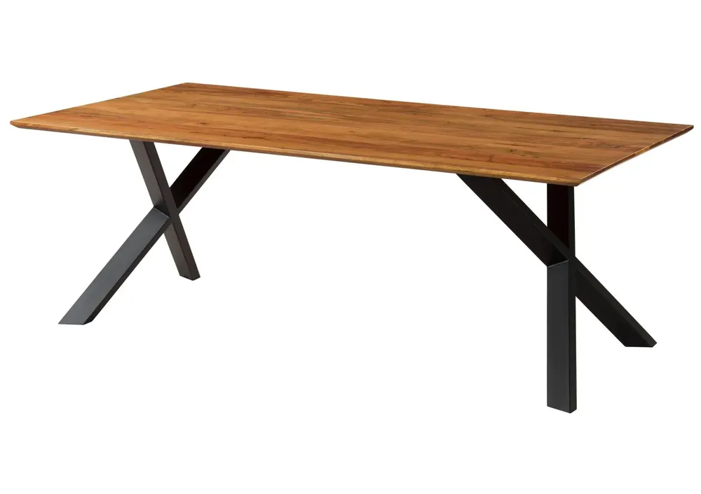 Super-Preis Esstisch Akazie 160x90x75 natur lackiert / ausgestellte X-Beine anthrazit matt SWISS EDGE