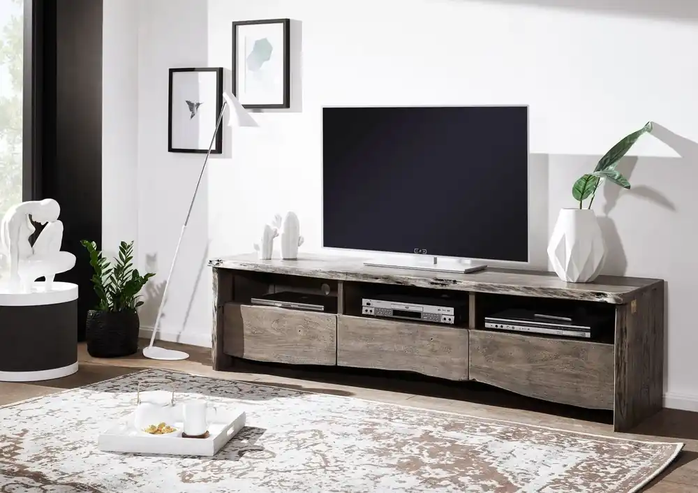 TV-Board Akazie 191x45x50 grau lackiert PURE ACACIA #404 Ausverkauf