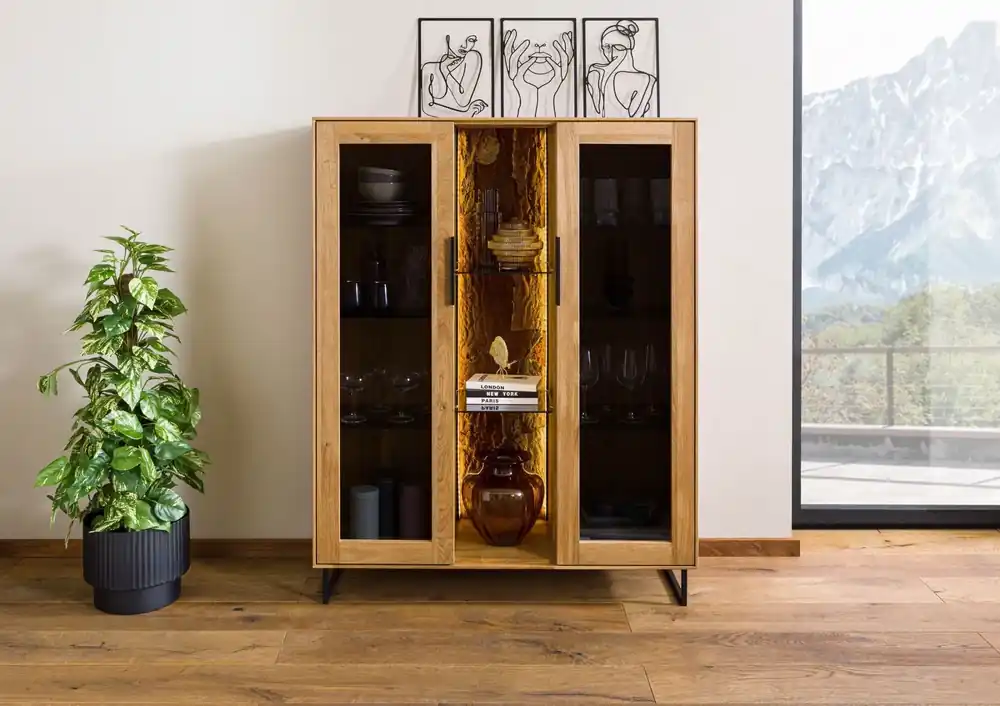 Sonderangebot Highboard Wildeiche 112x43x145 natur geölt LINDAU #18