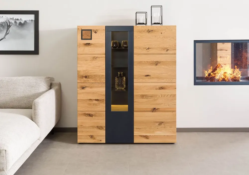 Highboard Wildeiche 116x43,5x143 natur geölt/lackiert KITZBÜHEL #107 Neuheit