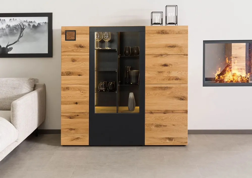 Highboard Wildeiche 148x43,5x143 natur geölt/lackiert KITZBÜHEL #106 Jetzt Kaufen