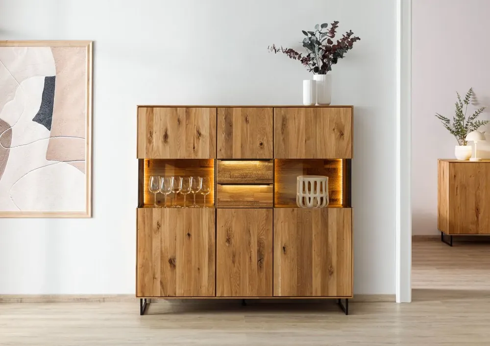 Preiswert Highboard Wildeiche 148x43x144 natur geölt WIEN #226