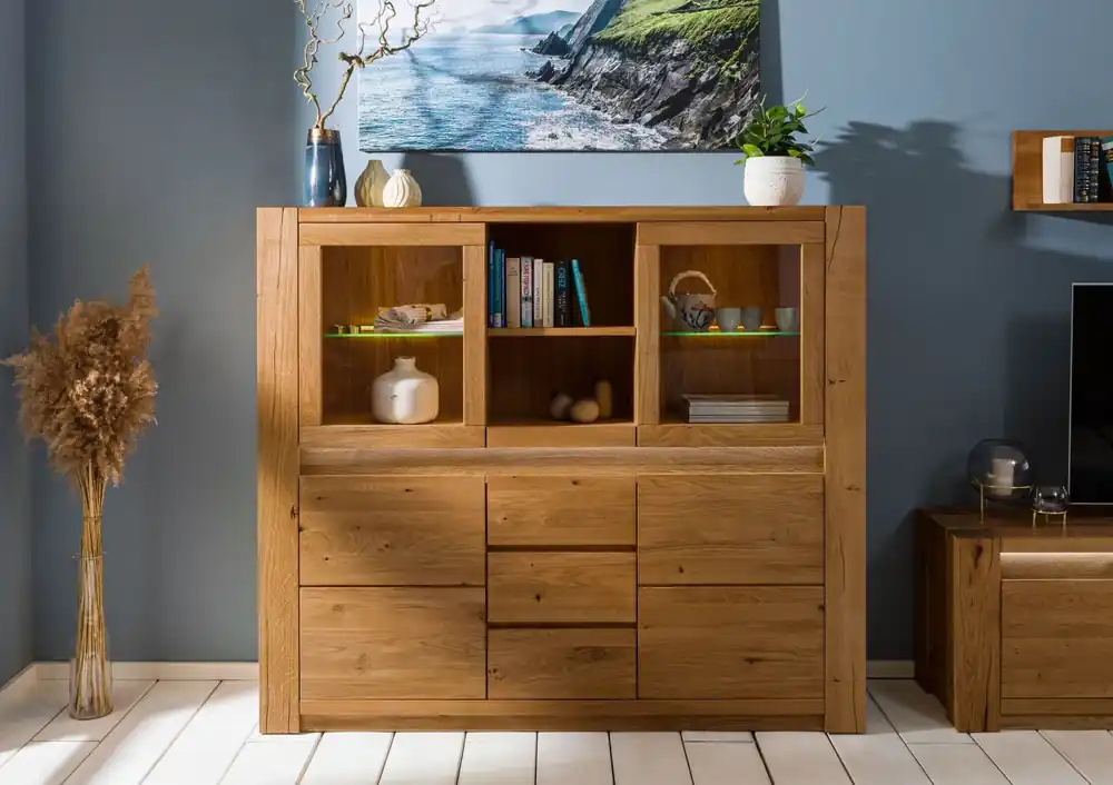 Top-Angebot Highboard Wildeiche 163x40x142 braun geölt KENT #305