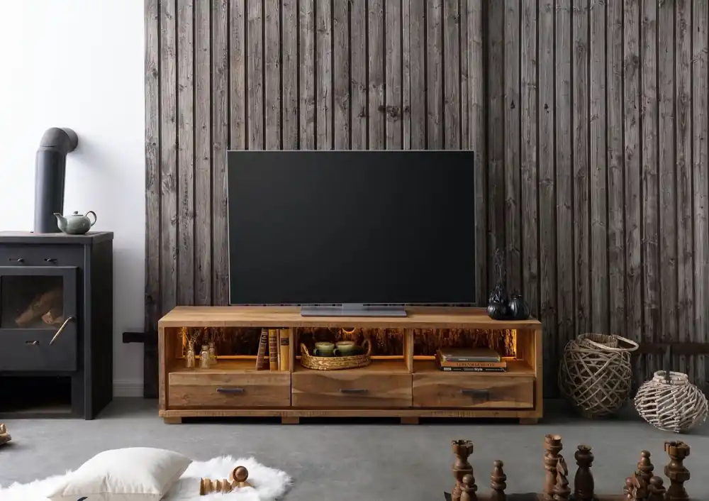 TV-Board Akazie 175x40x47 natur lackiert BARK #117 Abverkauf