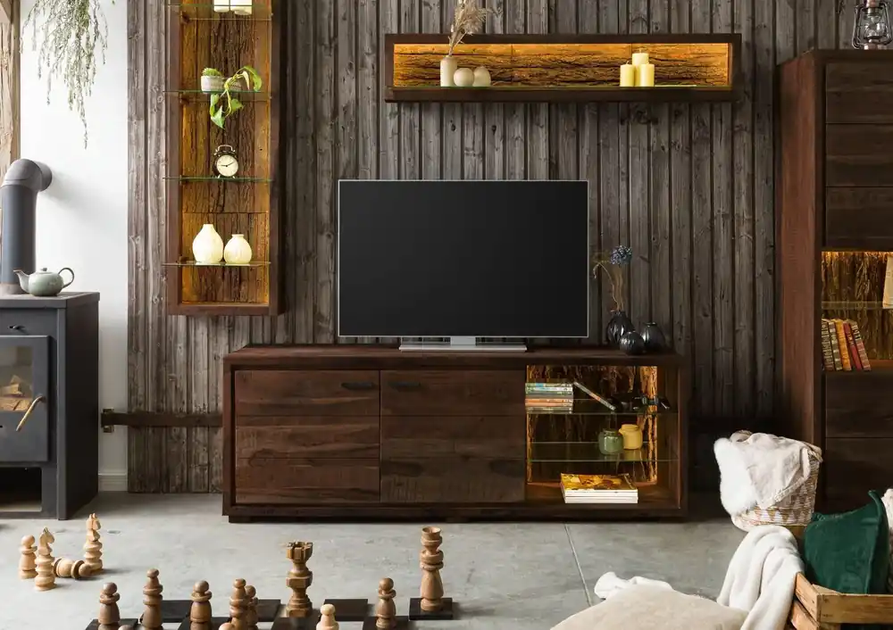 Highlight TV-Board Akazie 175x40x63 dunkelbraun lackiert BARK #212