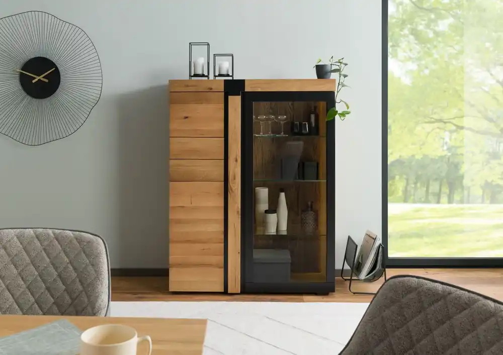 Abverkauf Highboard Eiche 110x45x144 natur geölt ROTTERDAM #100
