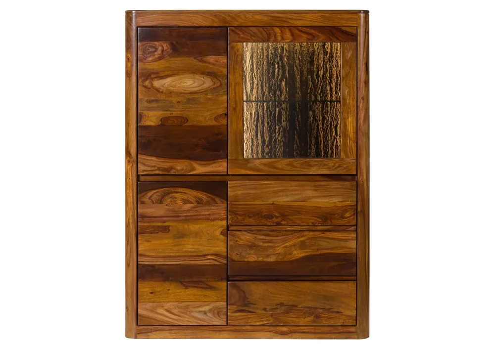 Ausverkauf Highboard Sheesham 109x40x145 walnuss gewachst TORONTO LUX #209