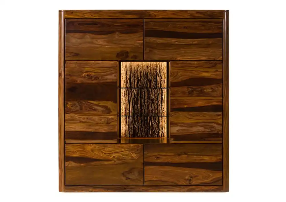 Saisonangebot Highboard Sheesham 145x40x153 walnuss gewachst TORONTO LUX #279