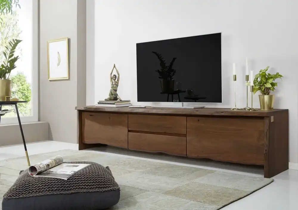 TV-Board Akazie 220x45x50 braun lackiert PURE ACACIA #804 Highlight