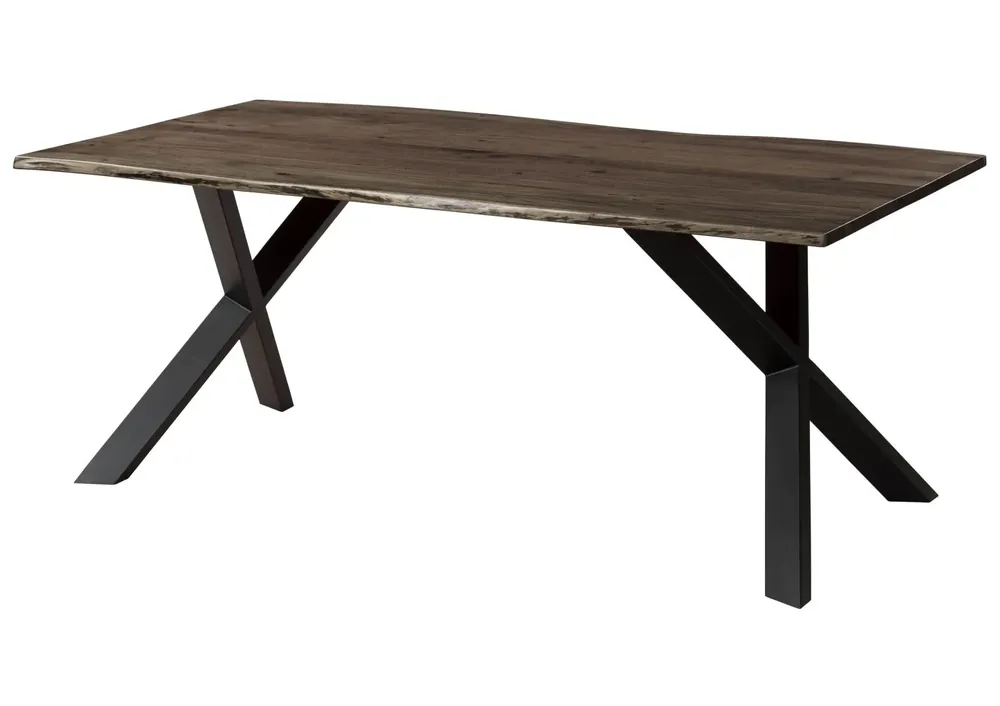Preisknaller Baumtisch Akazie 220x100x75 grau lackiert / ausgestellte X-Beine anthrazit matt FREEFORM 3