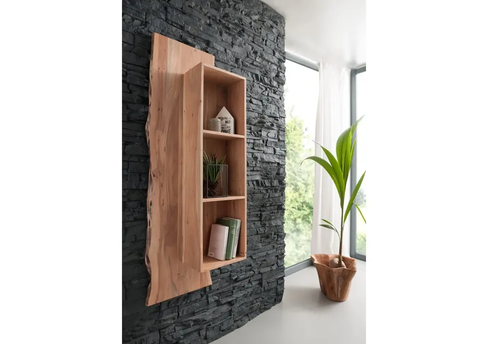 Wandregal Akazie 50x22x147 natur lackiert PURE ACACIA #101 Neue Ware