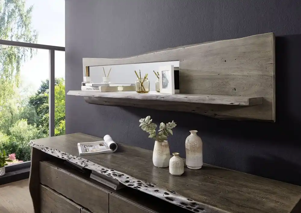 Finale Aktion Wandregal Akazie 165x22x38 grau lackiert PURE ACACIA #906