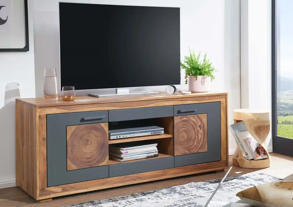 TV-Board Sheesham 150x46x62 gebeizt TURIN #02 Neuheit
