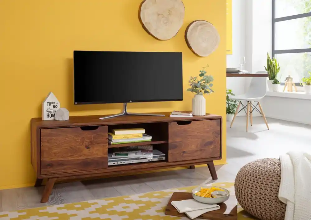 TV-Board Sheesham 134x40x48 walnuss gewachst MALMÖ 2 #119 Markenprodukt