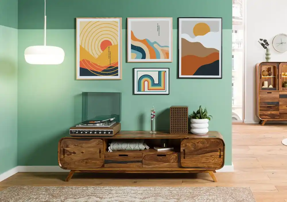 TV-Board Sheesham 173x40x48 dunkelbraun lackiert MAILAND #226 Bestpreis