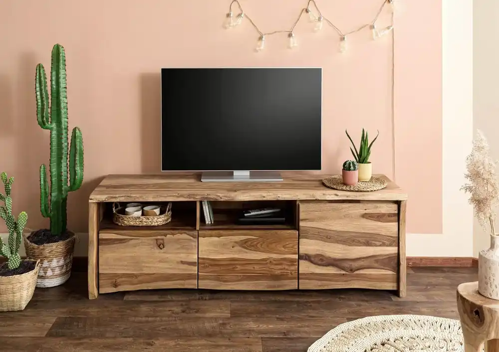 Billig TV-Board Sheesham 178x48x58 natur lackiert / sandgestrahlt PURE SHEESHAM #123