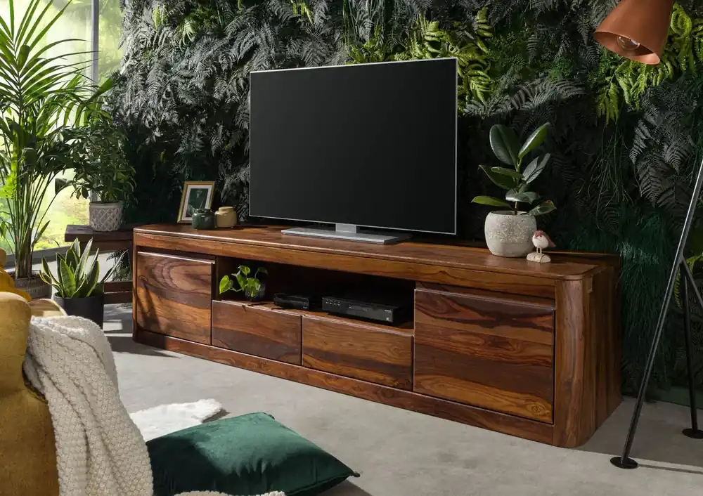 Sale TV-Board Sheesham 200x45x50 walnuss gewachst TORONTO #251