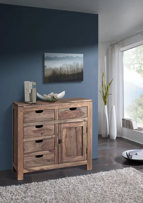 Kommode Sheesham 90x42x85 grau geölt NATURE GREY #88 Wochenendangebot