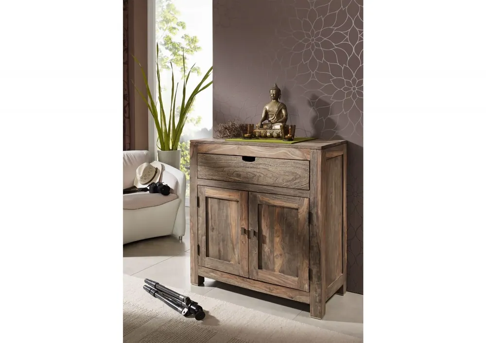 Beliebt Kommode Sheesham 95x40x90 grau geölt NATURE GREY #81