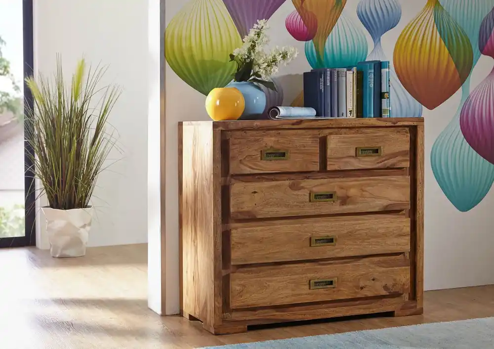 Neu Kommode Sheesham 95x47x85 braun geölt NATURE BROWN #854