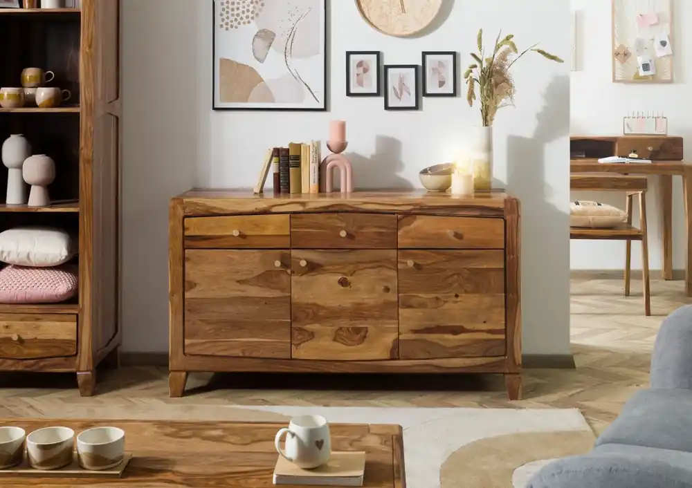 Sideboard Sheesham 140x45x80 braun lackiert ANCONA #122 Must-Have