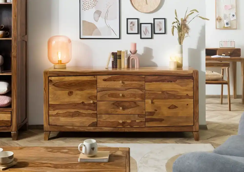 Sideboard Sheesham 175x45x80 braun lackiert ANCONA #123 Sonderaktion