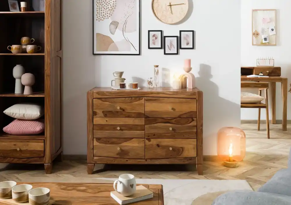 Neu Im Sortiment Sideboard Sheesham 110x45x80 braun lackiert ANCONA #120