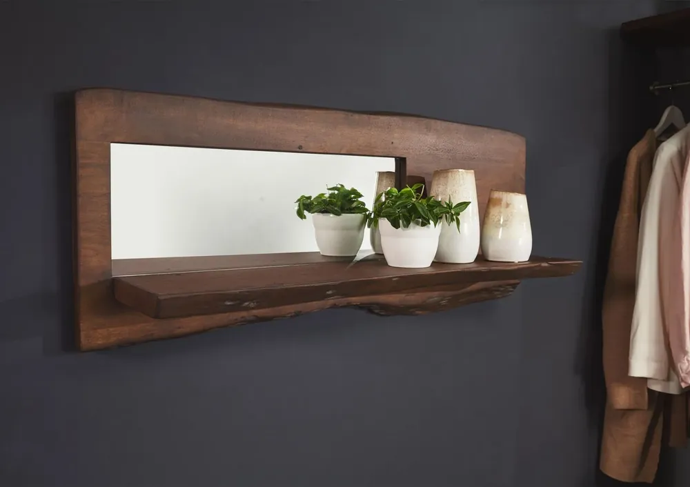 Wandregal Akazie 121x22x38 braun lackiert PURE ACACIA #805 Super-Preis
