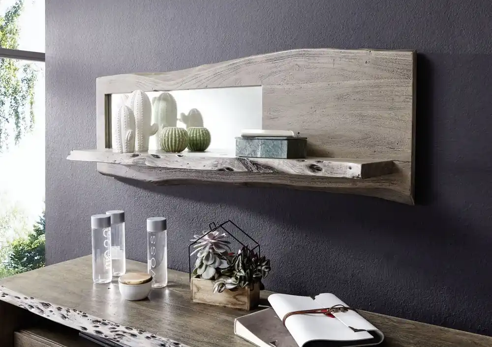 Neue Ware Wandregal Akazie 121x22x38 grau lackiert PURE ACACIA #905
