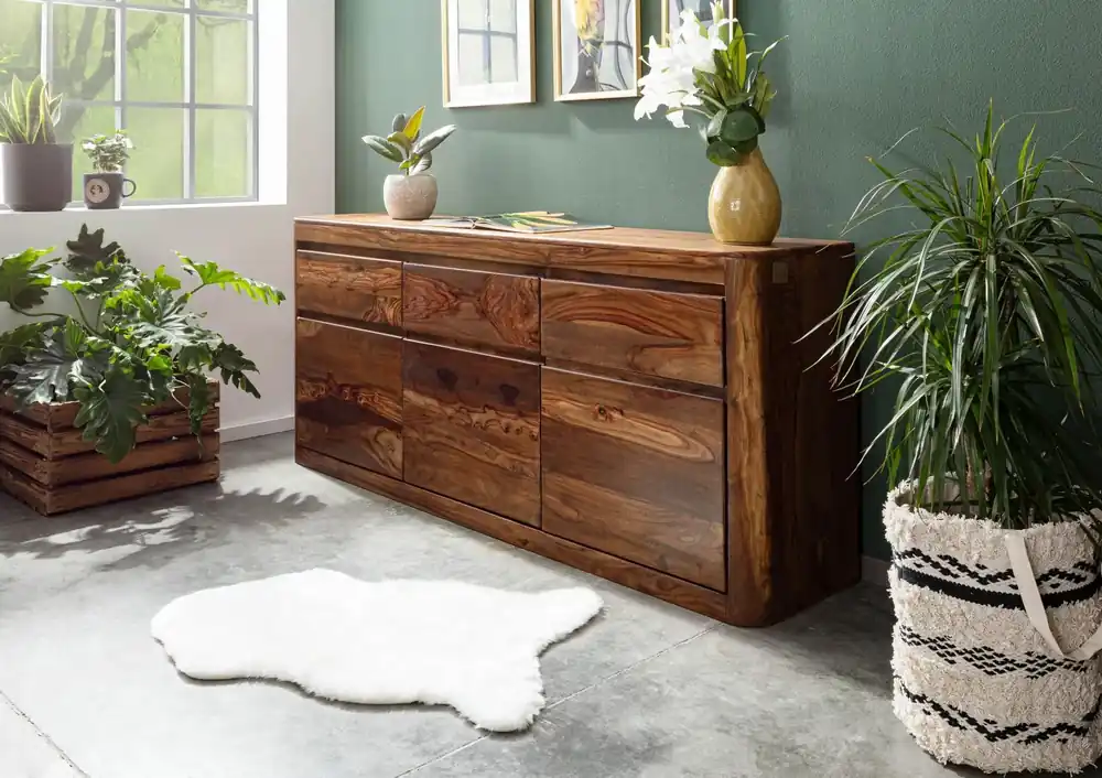 Sideboard Sheesham 185x40x80 walnuss gewachst TORONTO #201 Finale Aktion