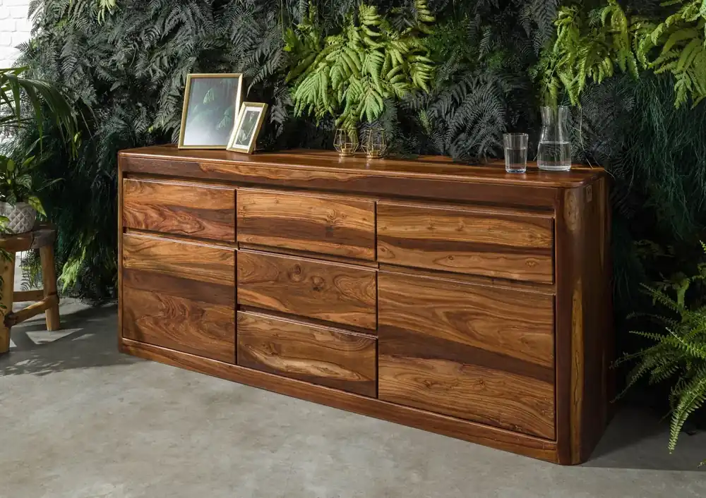 Sideboard Sheesham 185x40x80 walnuss gewachst TORONTO #202 Sichere Zahlung