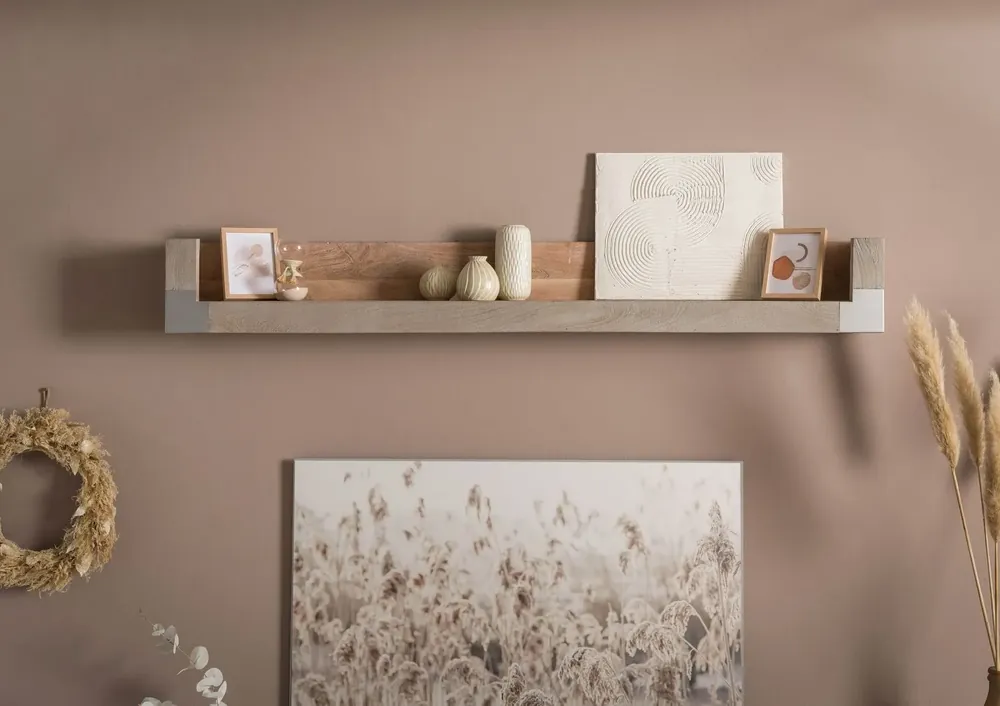 Wandregal Akazie 205x22x24 beige lackiert Amsterdam #123 Online Kaufen