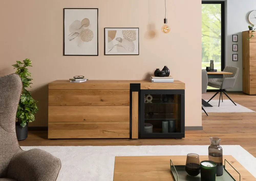 Sideboard Wildeiche 180x45x75 natur geölt ROTTERDAM #117 Super-Preis