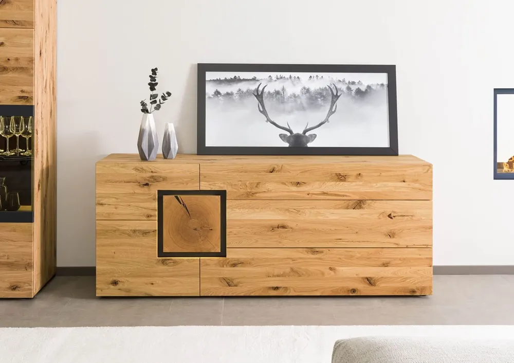 Sideboard Wildeiche 196,5x43,5x80 natur geölt/lackiert KITZBÜHEL #127 Neu Im Sortiment