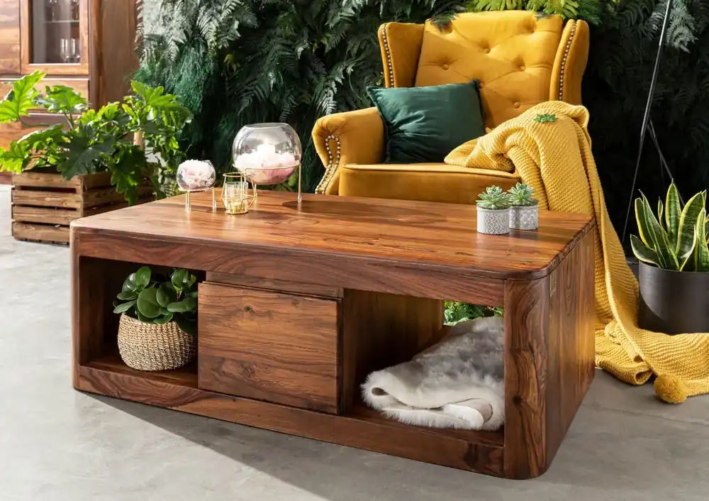 Rabatt Couchtisch Sheesham 118x65x40 walnuss gewachst TORONTO #252