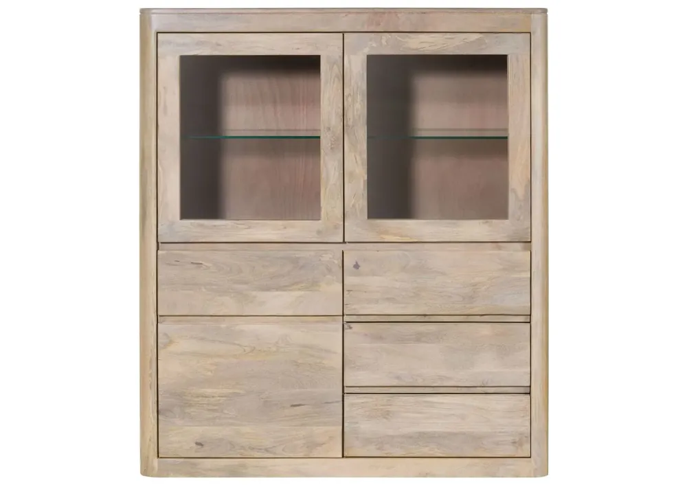 Sonderangebot Highboard Mango 128x40x145 weiß lackiert TORONTO #303