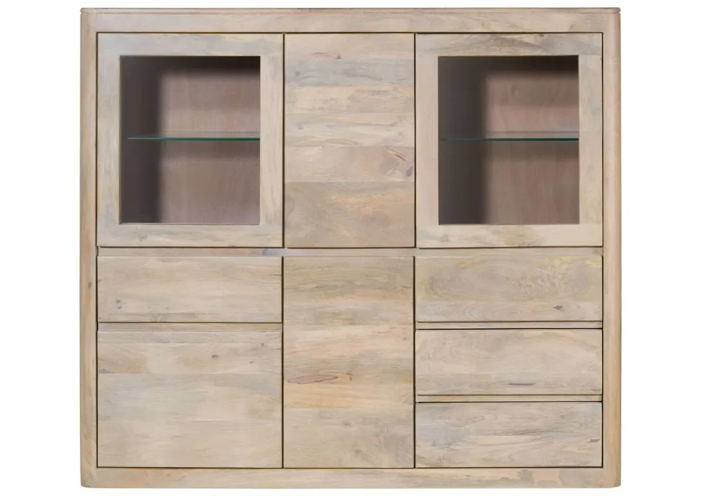 Billig Highboard Mango 166x40x145 weiß lackiert TORONTO #304
